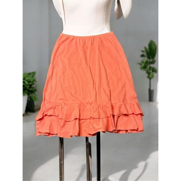 Fresh Produce Women's Solid Jersey Flounce Skirt Coral Size Small Ruffle Hem - Picture 1 of 5